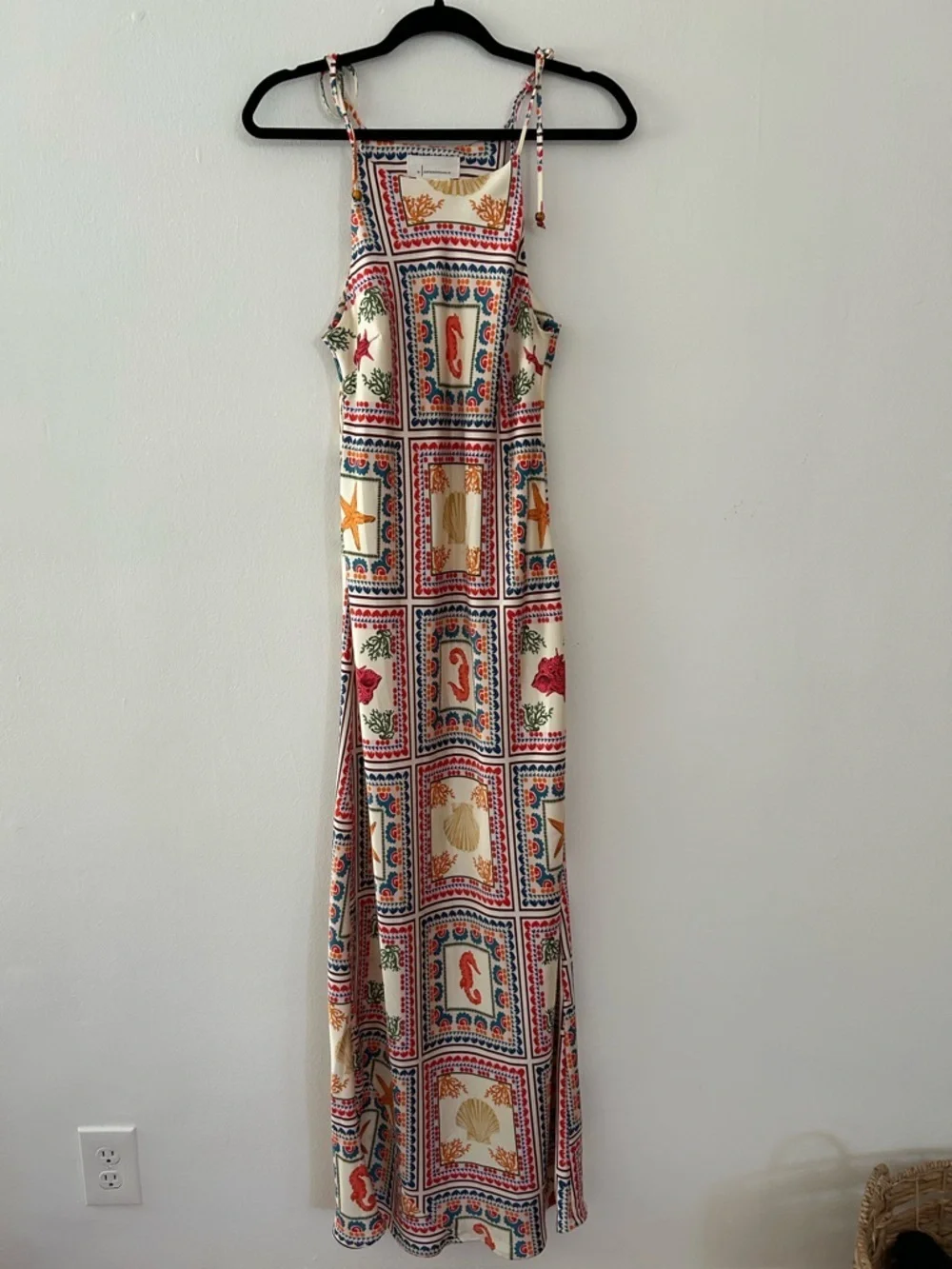 Anthropologie Seahorse Shells SeaTie-Neck Column Midi Dress Size Small